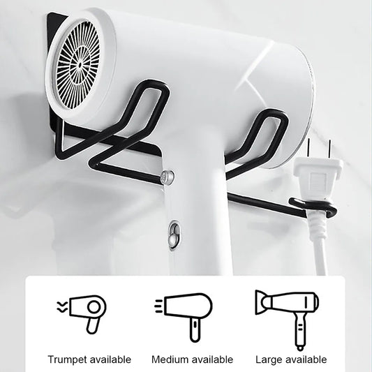 Wall-Mounted Hair Dryer Holder Storage Shelf Rack