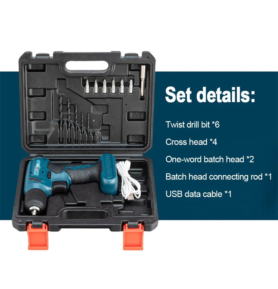 8V Cordless Electric Screwdriver Set