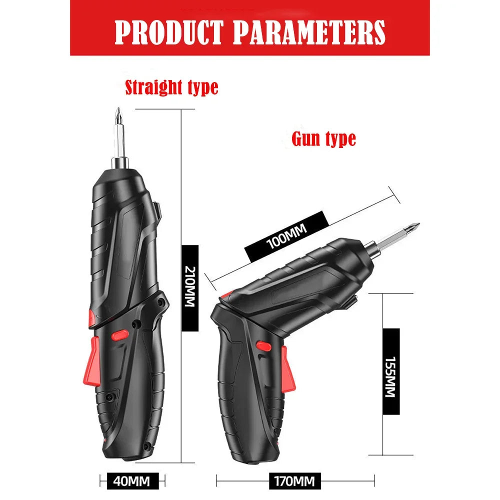 Household Electric Screwdriver Rechargeable Cordless Impact Drill Mini Wireless Electric Drill Screwdriver Set Electric Batch