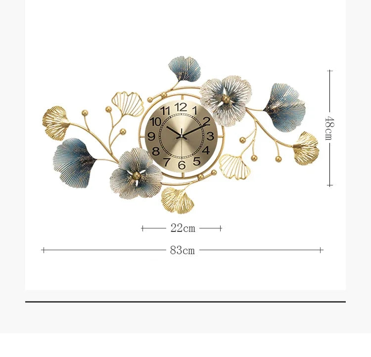 Luxurious Gold Iron Wall Clock - Creative Living Room Decor