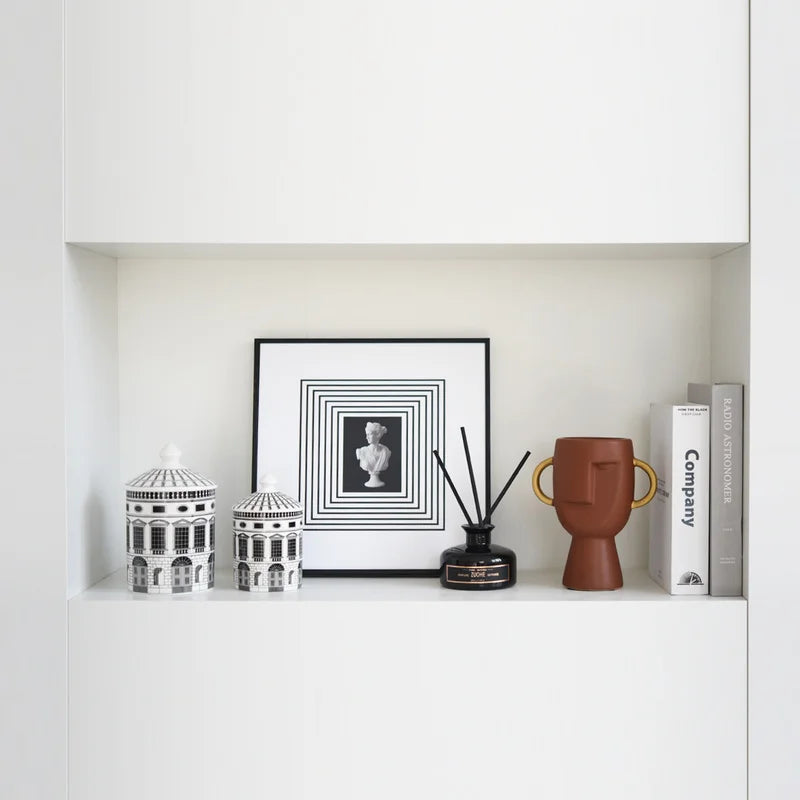 Black & White Building Storage Jars - Chic Desktop Organizers