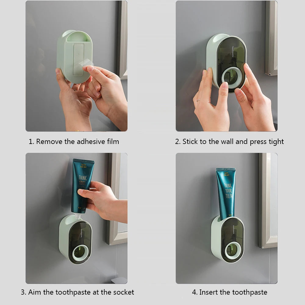 Automatic Toothpaste Squeezer and Wall-Mounted Organizer