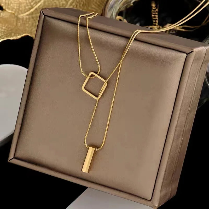 New 316L Titanium Stainless Steel Gold Color Choker Necklace Fashion Luxury Letter Love Heart Pendant Women's  Party