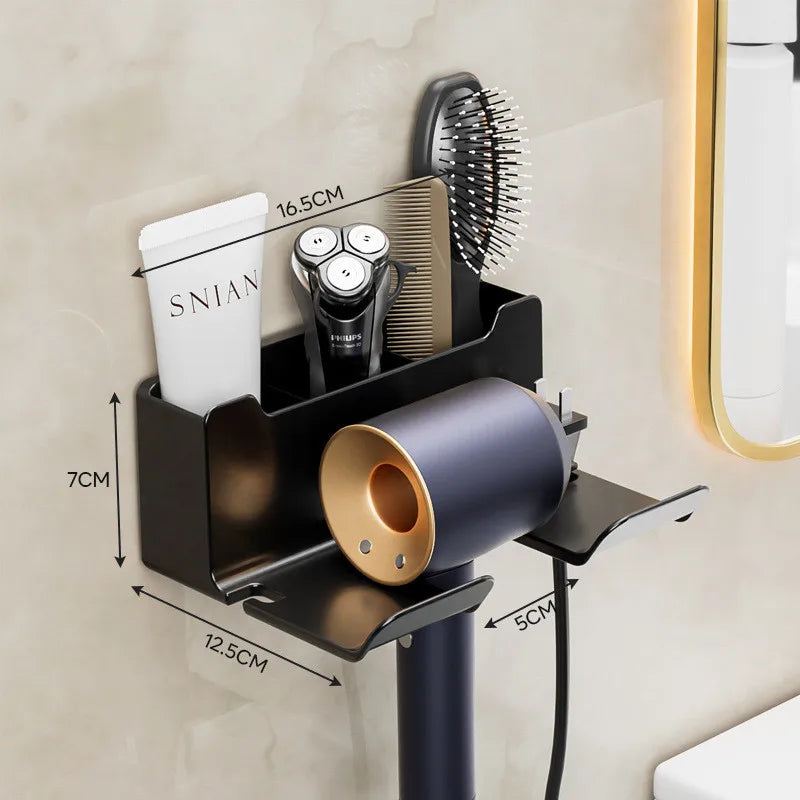 Wall-Mounted Hair Dryer Drill-Free Bathroom Organizer Holder