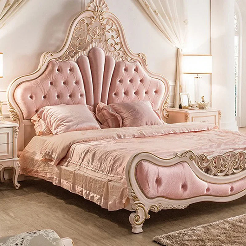 Luxury Hand-Carved Princess Queen Bed