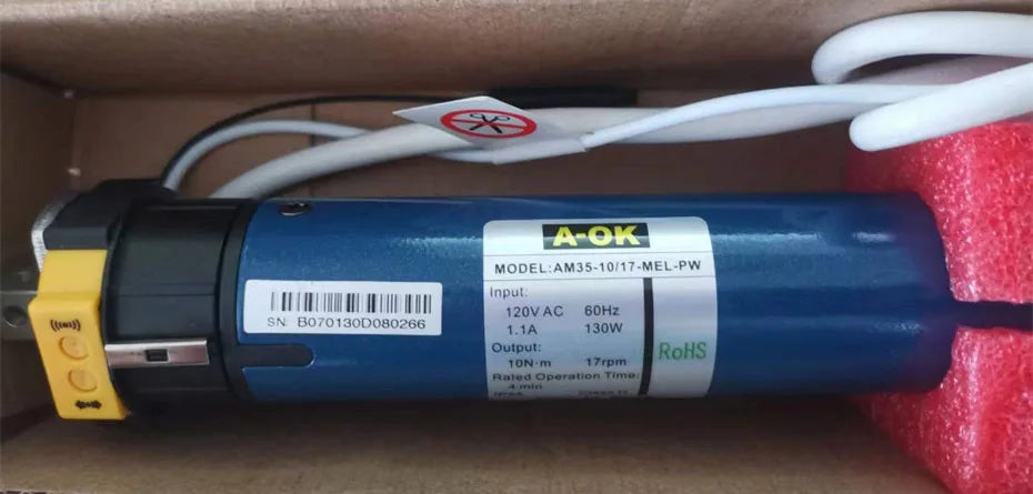 A-OK AM35 10/17 Smart Rolling Tubular Motor,RF433 Remote+Tuya wifi App,for 40/45mm/47mm/50mm Tube,for Rolling Blinds,230V/120V