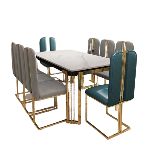 Nordic Luxury Dining Set - Metal & Marble Elegance