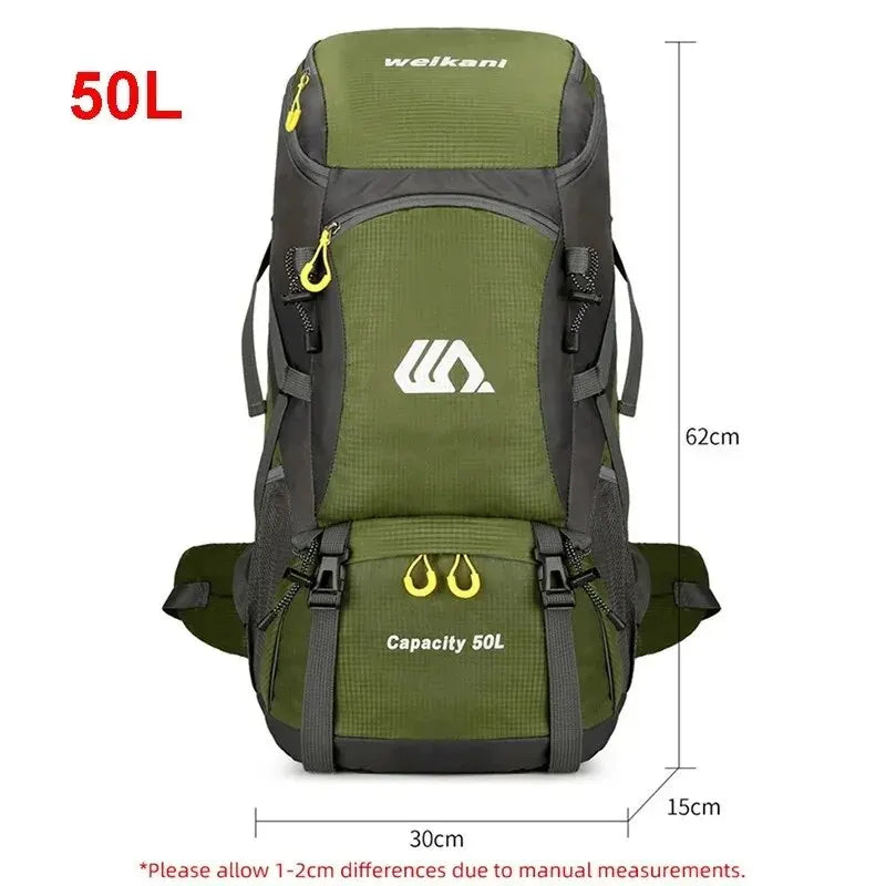 50L waterproof quality nylon large capacity camping hiking backpack