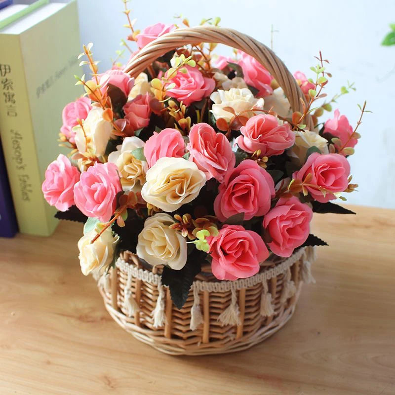 Two-Tone Artificial Rose Bouquets - Elegant Home & Wedding Decor