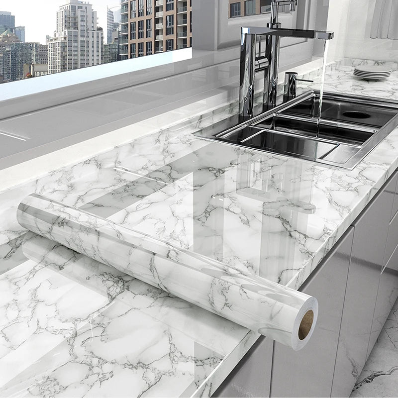 40cm Marble Kitchen Oil-Proof Film -  Self Adhesive Wallpaper