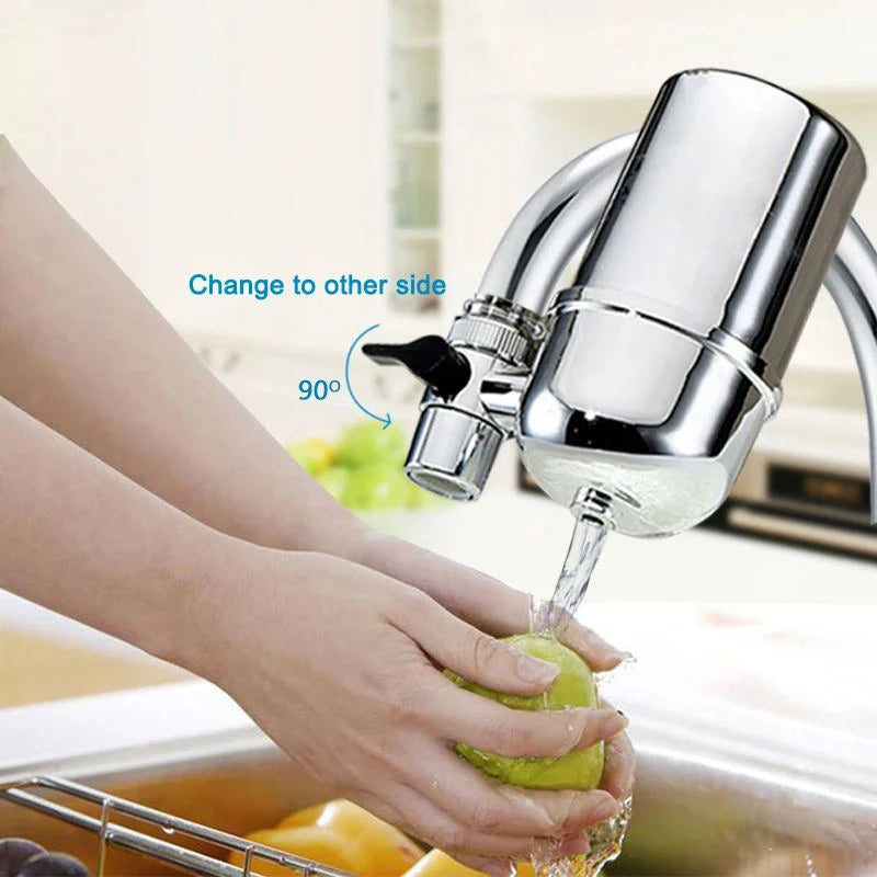 Splash-Proof Faucet Water Purifier for Kitchen: High-Density Filter Removes Chlorine and Heavy Metals