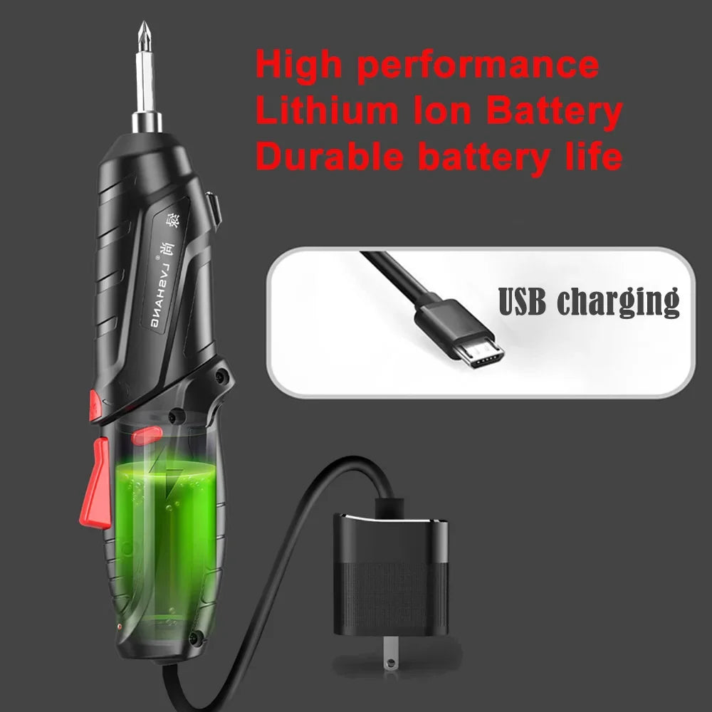 Household Electric Screwdriver Rechargeable Cordless Impact Drill Mini Wireless Electric Drill Screwdriver Set Electric Batch