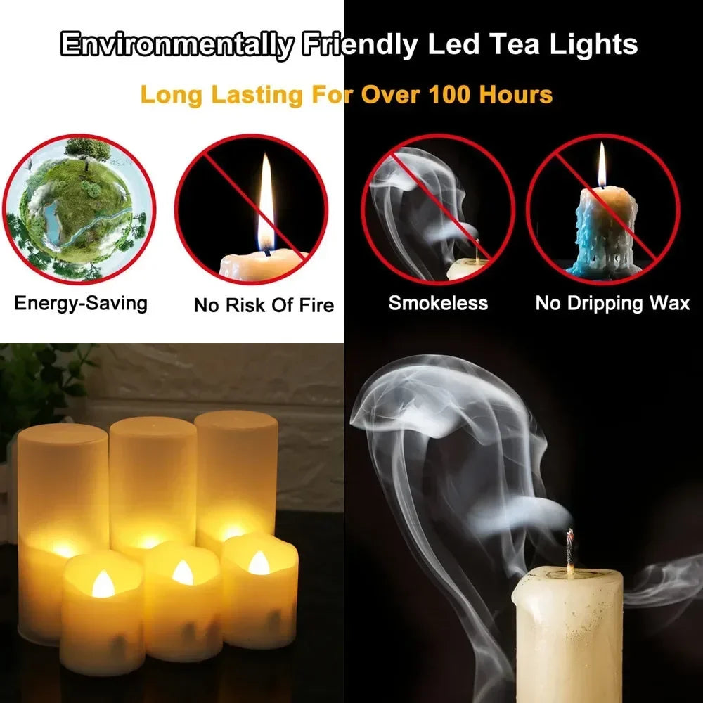 6/18Pc Yeahmart's Rechargeable Tea Lights Candles with a USB Charging Cable