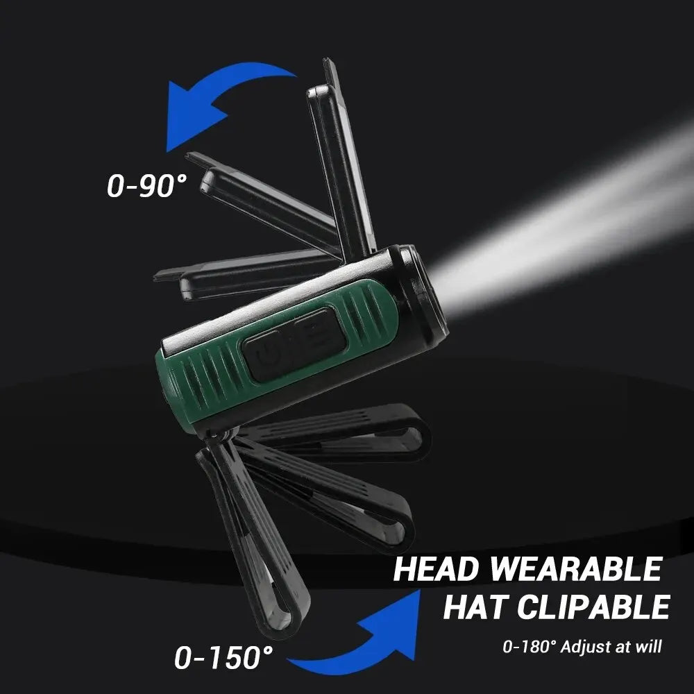 USB Rechargeable LED Headlamp Cap Clip Light