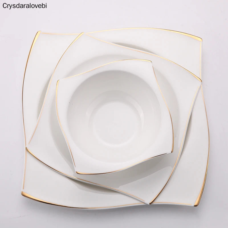 Square Bone Porcelain Dinnerware Set