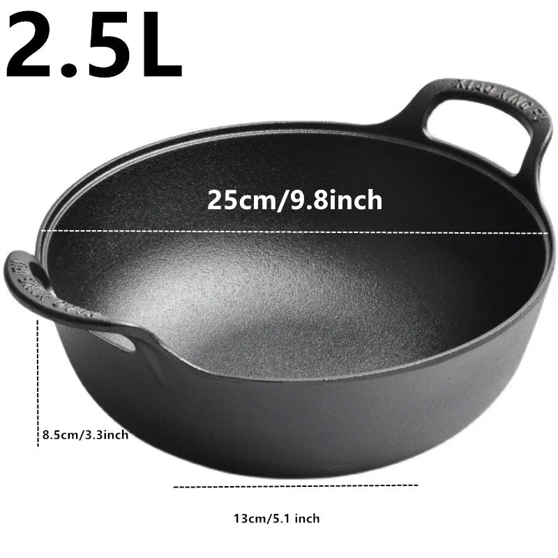 Pre-seasoned Cast Iron Casserole Dish with Loop Handle - 25cm