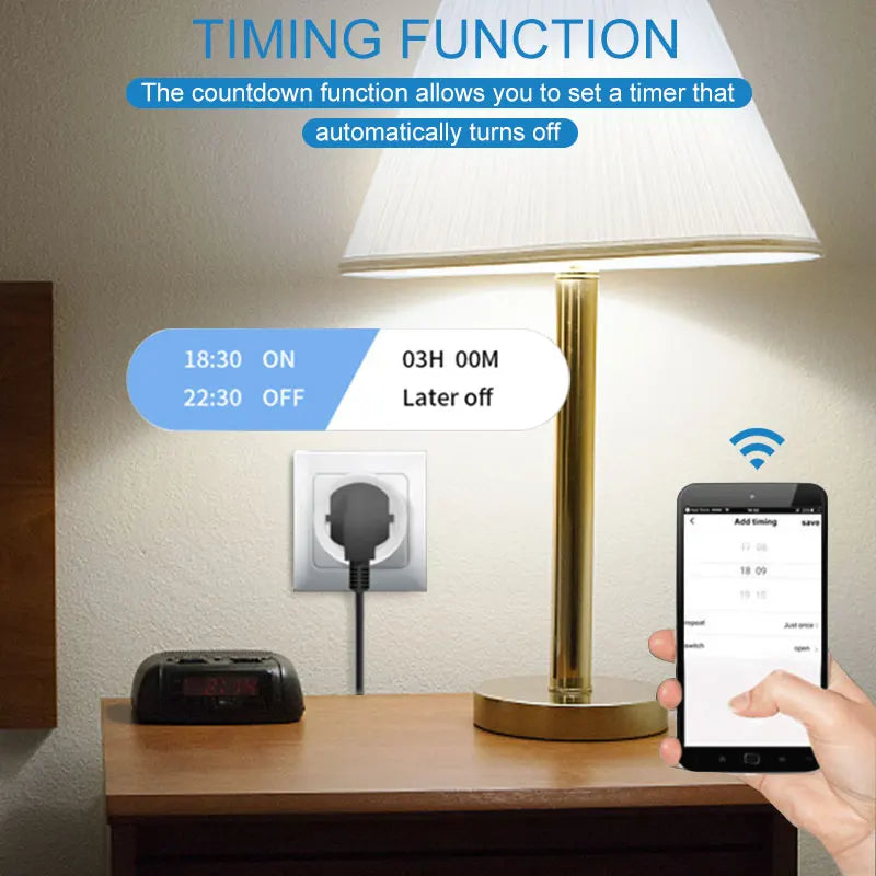 Tuya Smart Socket WIFI 16A/20A EU Plug With Monitoring and Timing