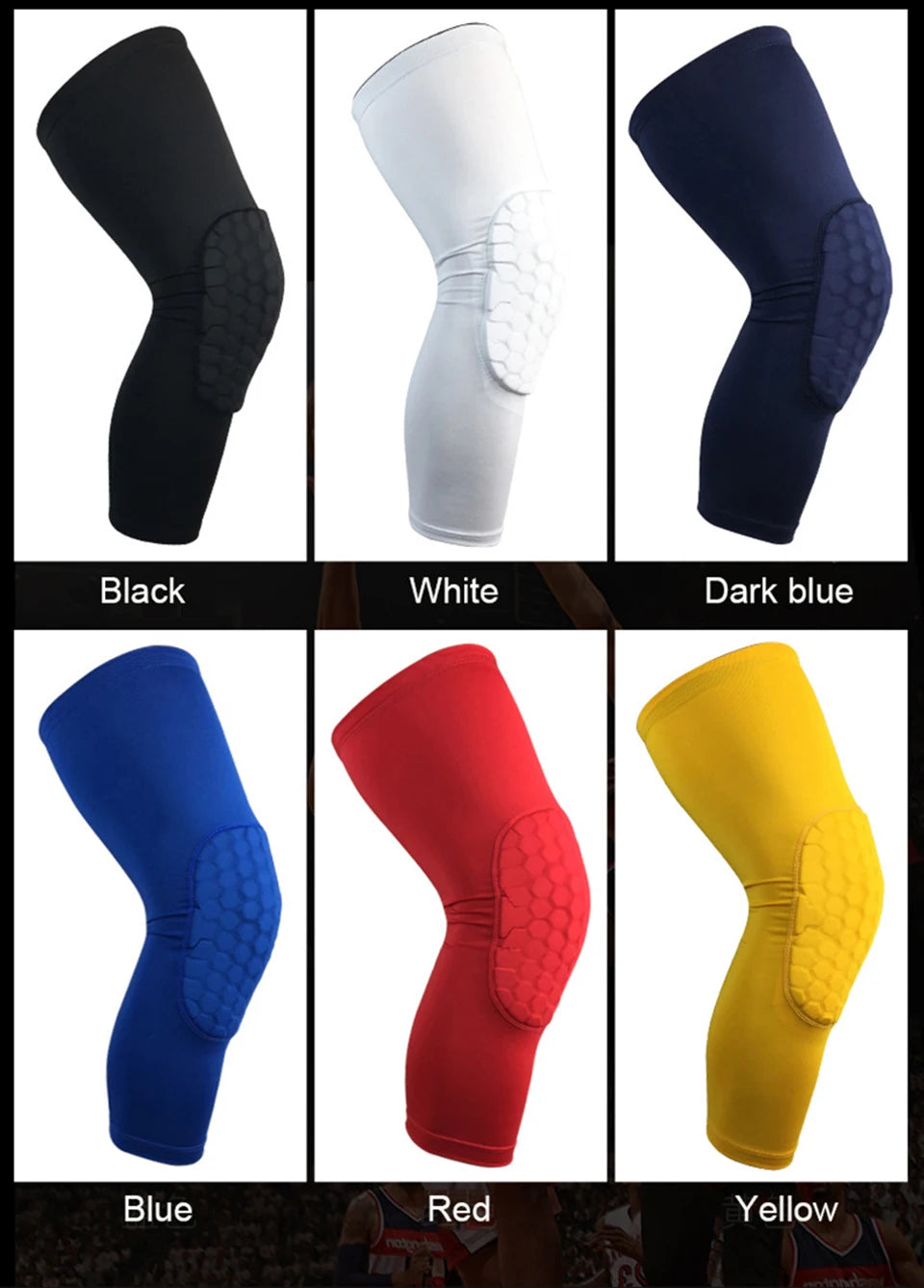 1PC Honeycomb Basketball Knee Pads Sport Volleyball Football Safety Training Knee Support Protector Brace Compression Leg Sleeve