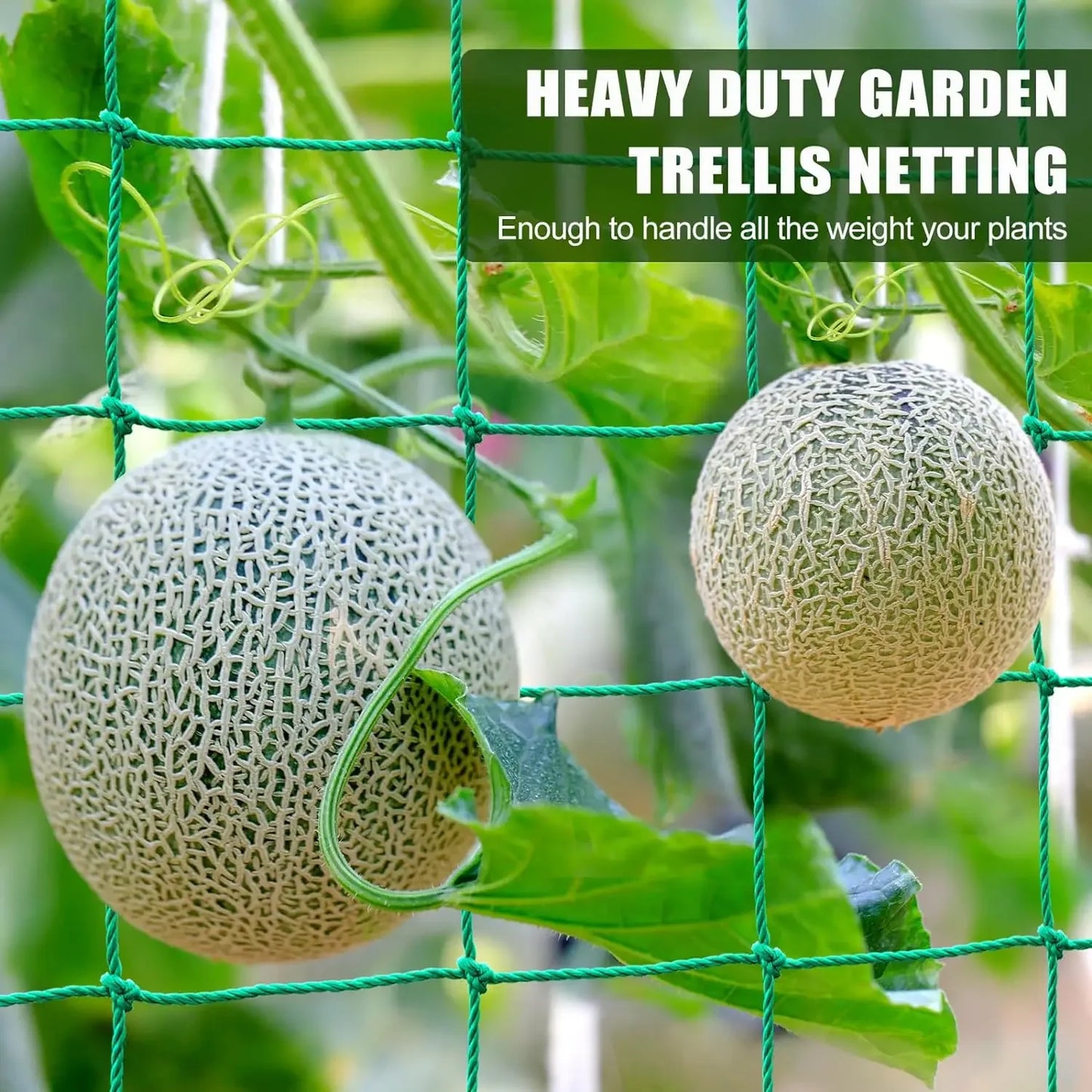 Green Nylon Garden Trellis Netting - Heavy Duty Mesh