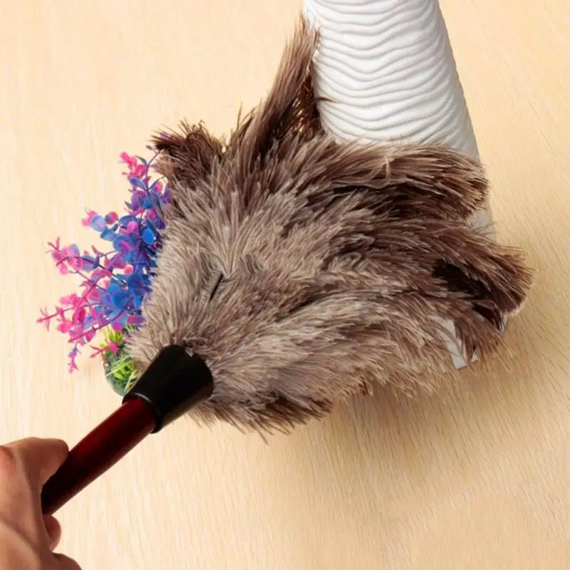 32cm Ostrich Natural Feather Duster Brush Wood Handle Anti-static Cleaning Tool Household Furniturer Car Dust Cleaner Tools