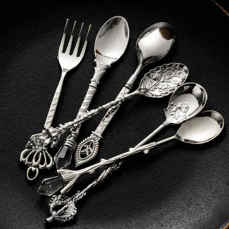 Vintage Carved Dessert Spoons Set