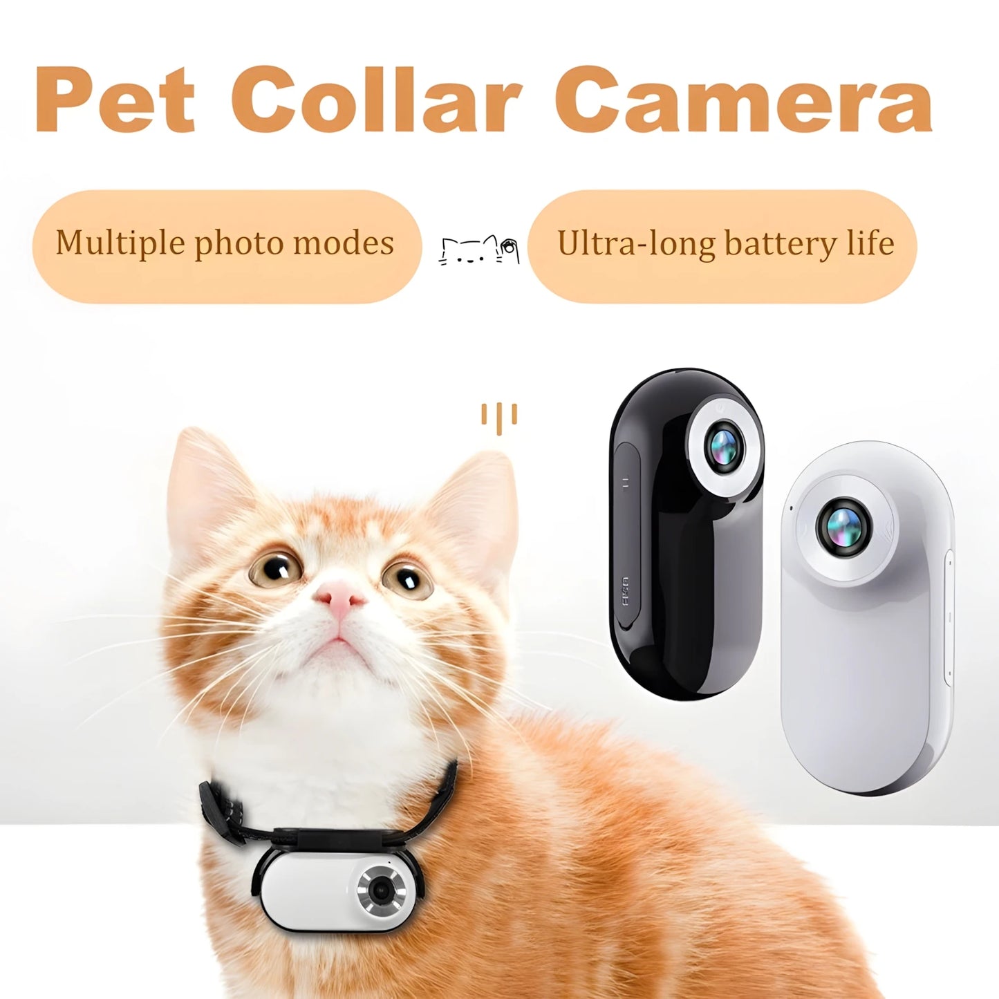 Wireless Pet Collar Camera, Cameras & Monitors 170 ° Wide Angle Lens Mini No-WiFi Needed Action Sport Camera With Video Records