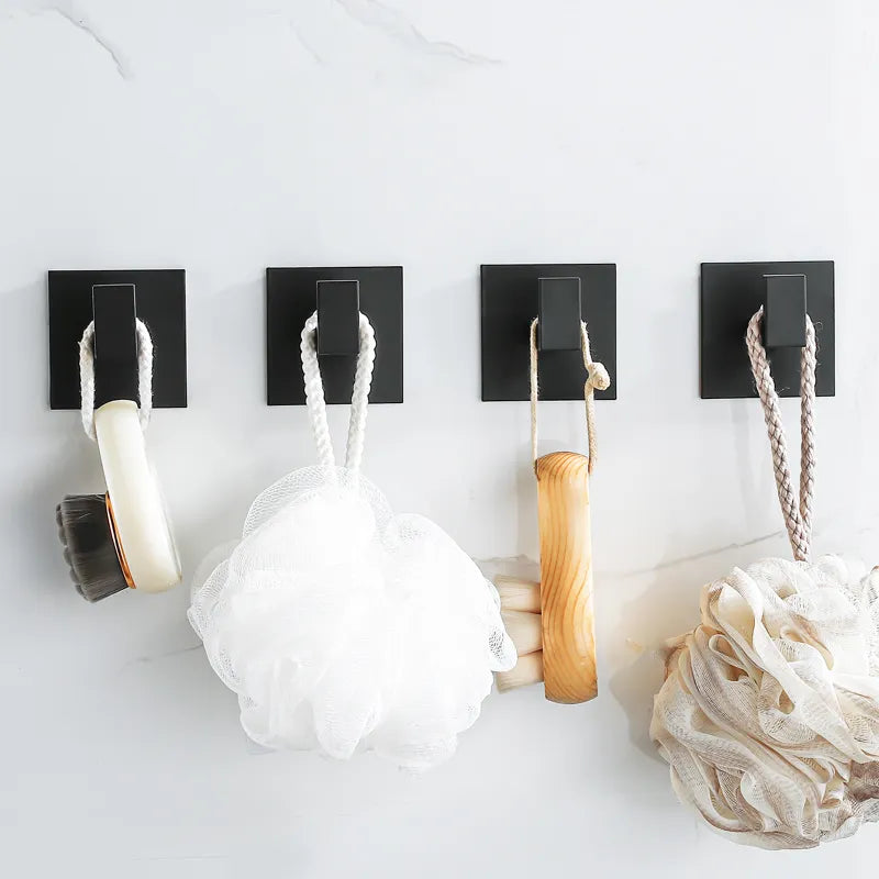 Black Self-Adhesive Closet Organization Wall Hooks