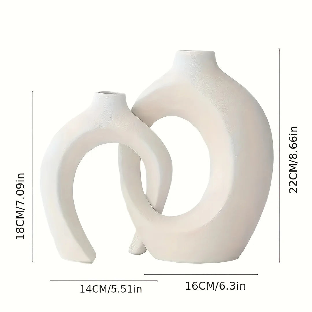 Set of 2 Hollow Nordic Modern Ceramic Vases