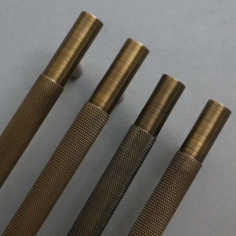 Antique Brass Knurled Handle Set