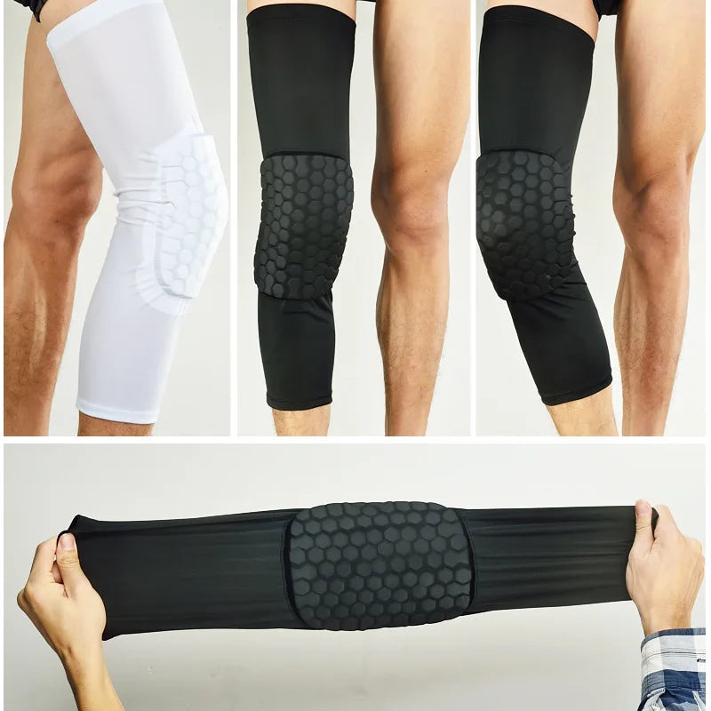1PC Honeycomb Basketball Knee Pads Sport Volleyball Football Safety Training Knee Support Protector Brace Compression Leg Sleeve