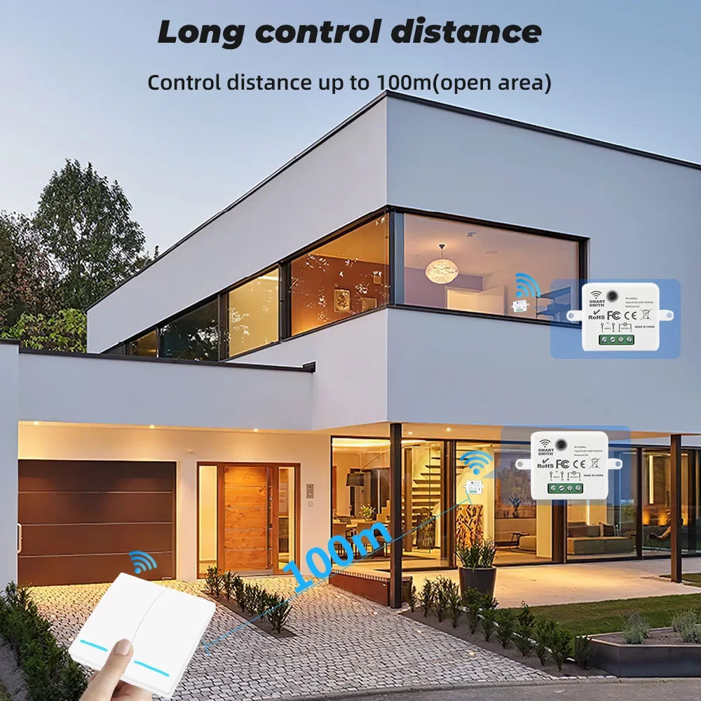 GERMA  Mini Module Smart Wireless Push Switch Light 433MHZ Electrical Home Remote Control Button Wall Panel On Off 220V10A Led