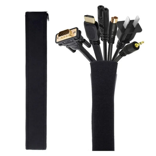 Black Zipper Cable Organizer Sleeve