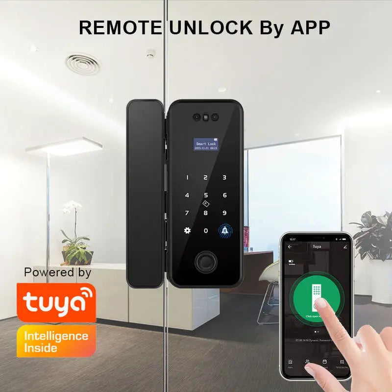 3D Face Recognition Smart Lock - Infrared Sensor Tuya APP WIFI Biometric Electronic Fingerprint Unlock for Glass Door Lock Wooden Door