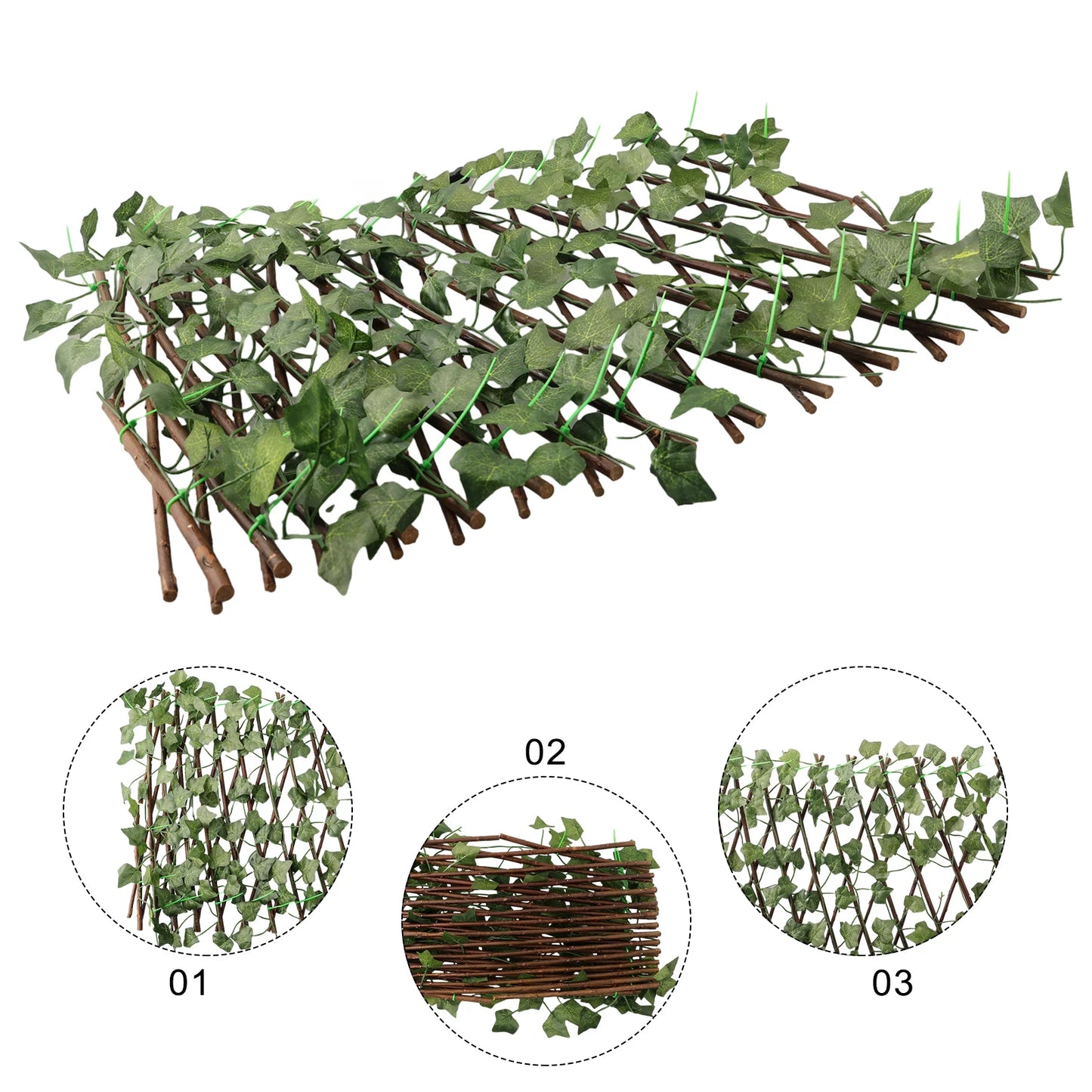 Artificial Ivy Leaves Garden Screening Expanding Trellis Fence