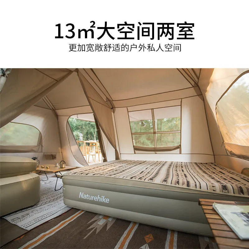 Naturehike Village13㎡ Automatic Tent Outdoor Camping Luxury Automatic Tent Waterproof Sunscreen Exquisite Two BedroomsOne Living