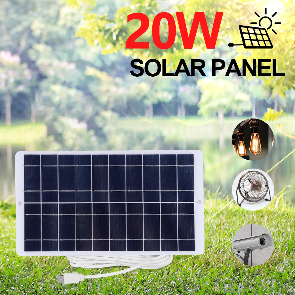 20W 5V Battery Charger Solar Panel Waterproof 1600MA Outdoor Solar Panels Type-C Output Scratchproof 3V-5V Mobile Phone Chargers