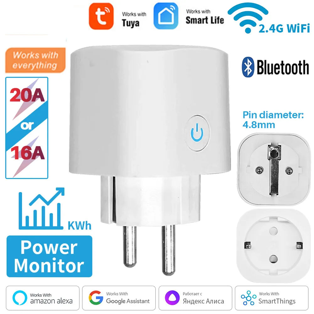 Tuya Smart Socket WIFI 16A/20A EU Plug With Monitoring and Timing