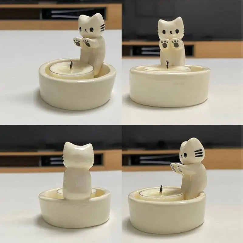 Grilled Cat Shaped Kitten Candle Holder