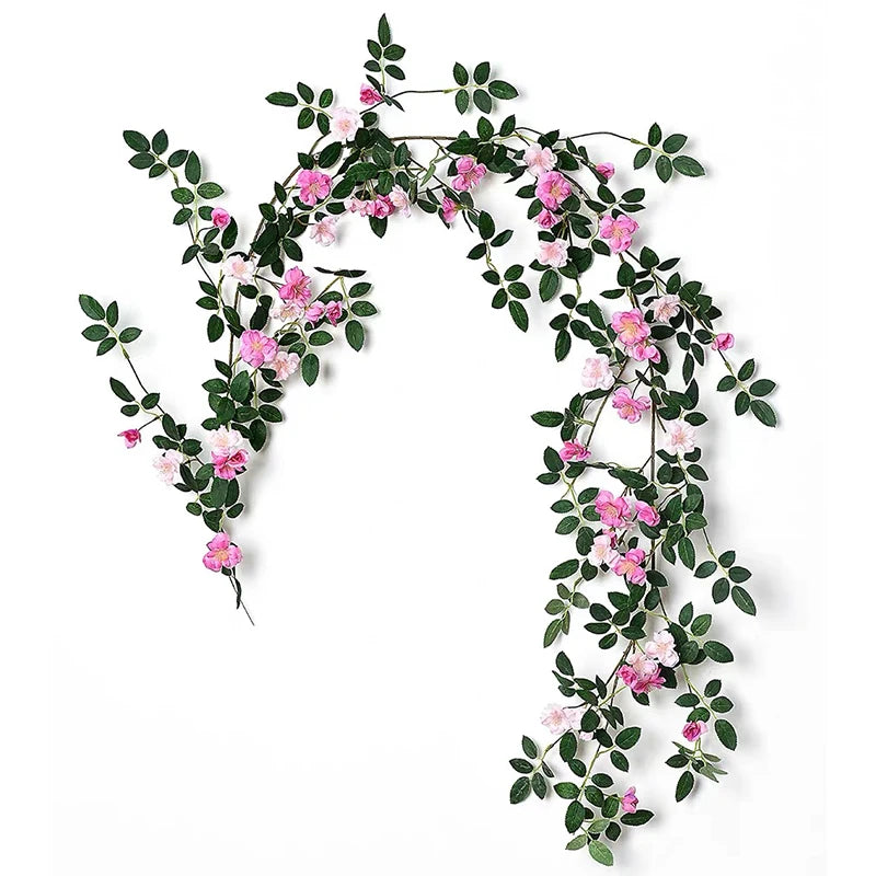 Artificial Wild Rose Vine - Elegant Wall Hanging Decoration