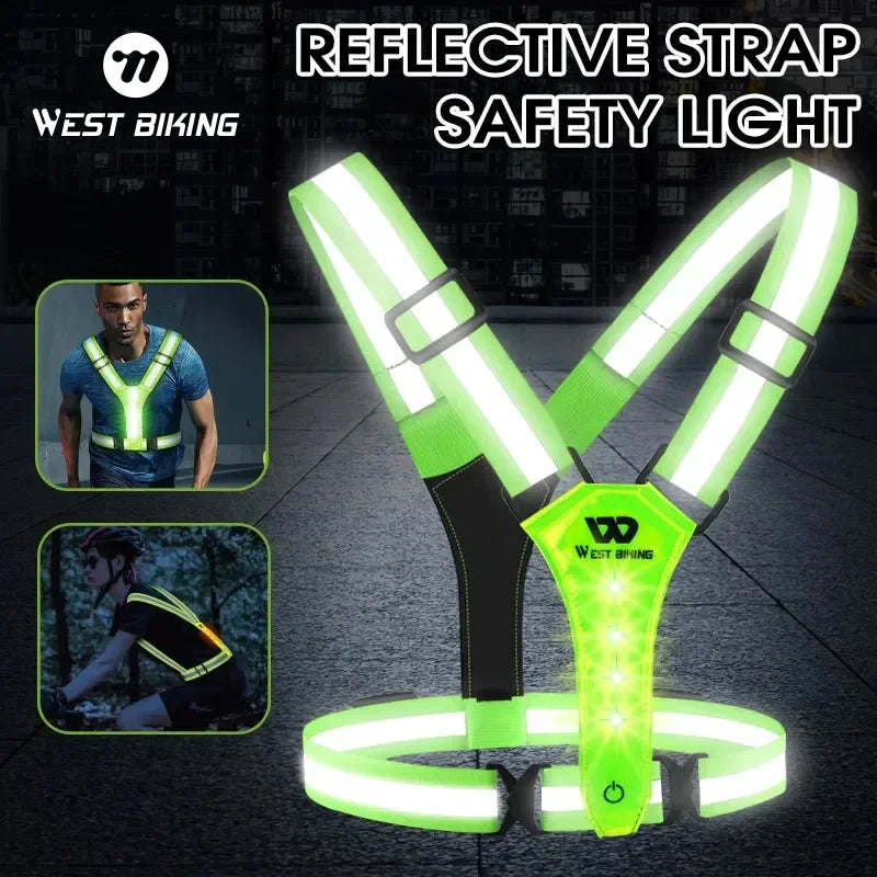 USB Rechargeable Reflective LED Safety Vest – 360° Visibility for Running, Cycling, and Outdoor Work