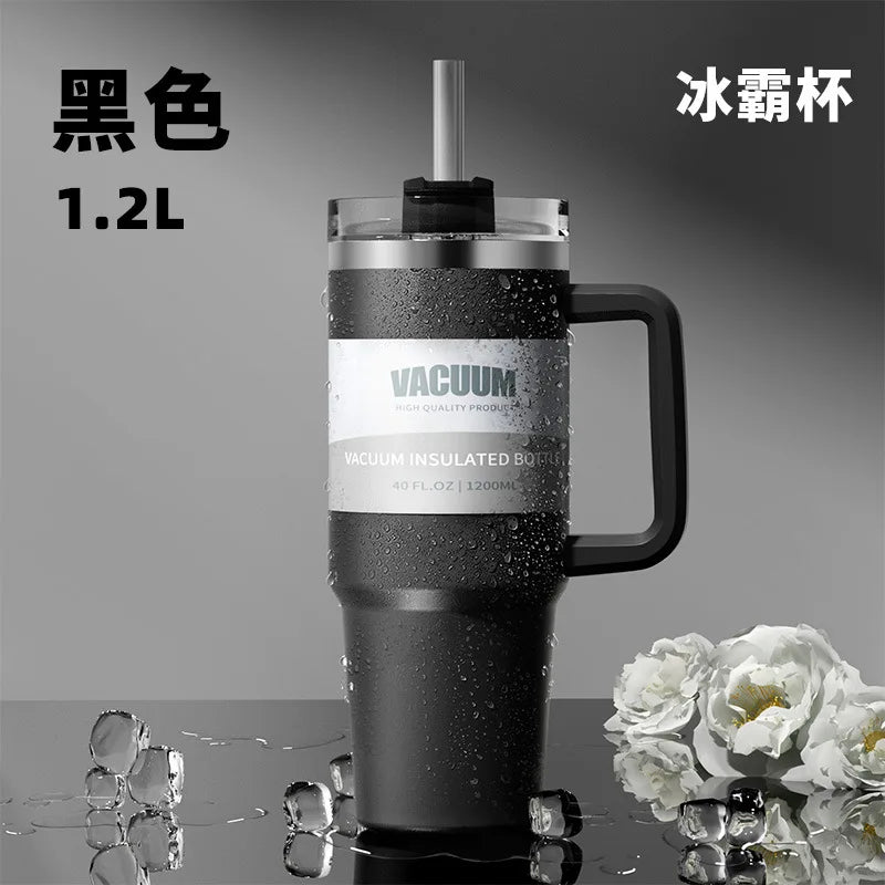 40oz Stainless Steel Tumbler with Handle & Flip Straw Lid – Hydration That Moves With You