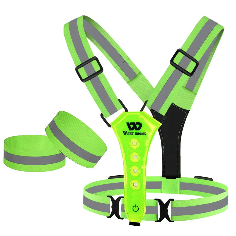 USB Rechargeable Reflective LED Safety Vest – 360° Visibility for Running, Cycling, and Outdoor Work