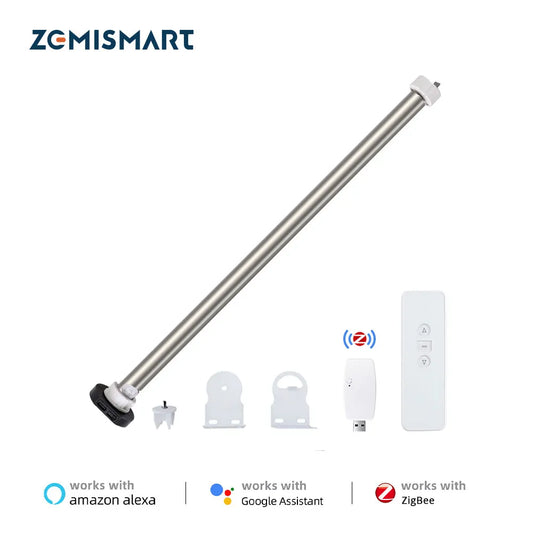 Zemismart Tuya Zigbee Roller Blind Motor for 17mm 25mm Tube Built-in Battery Shade Engine Smart Life Alexa Google Home Control