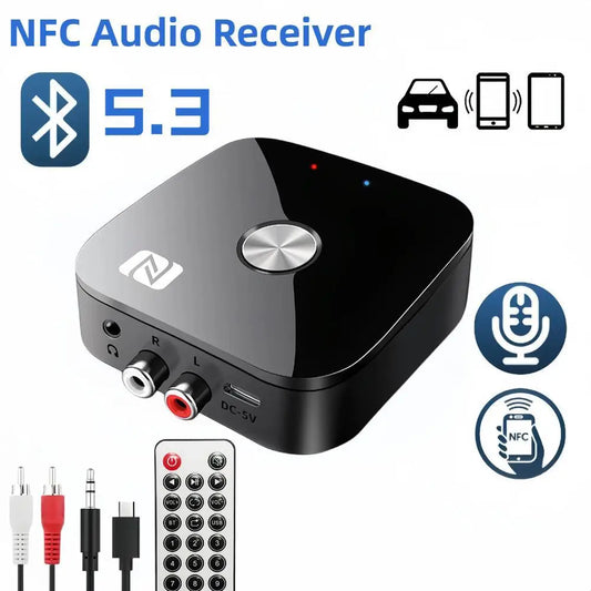 Bluetooth 5.3 Audio Receiver RCA 3.5mm AUX USB Stereo NFC BT 5.0 Wireless Adapter U-Disk With Mic For Car Kit Speaker Amplifier