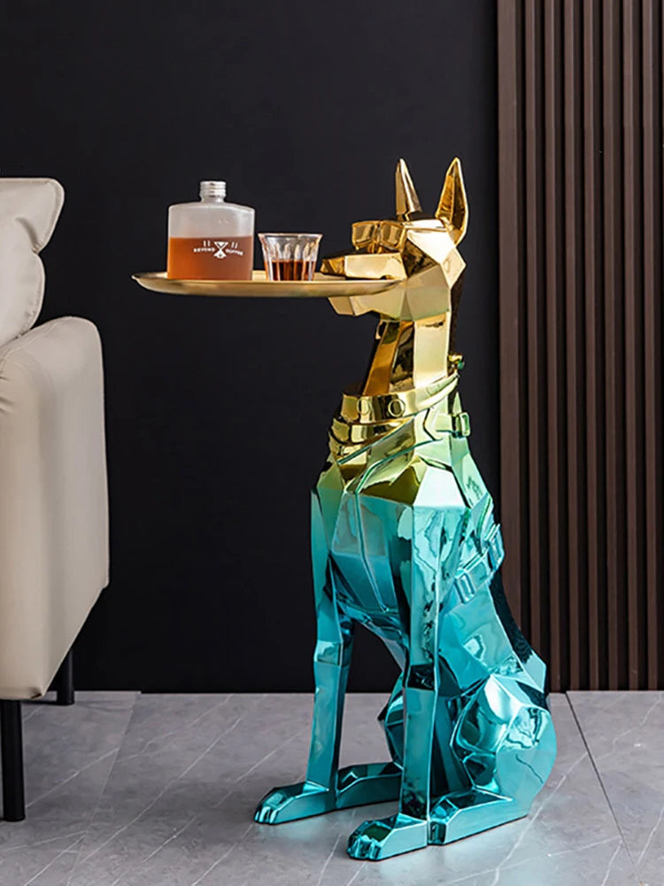 Doberman Dog Statue Tray - Modern Living Room Decor