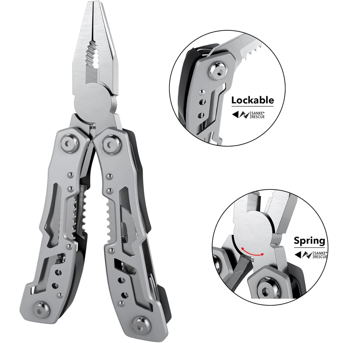 14-In-1 Multitool Pliers Premium Portable Safety Locking Pocket Knife Apply to Survival Camping Gifts for Dad Husband Boyfriend