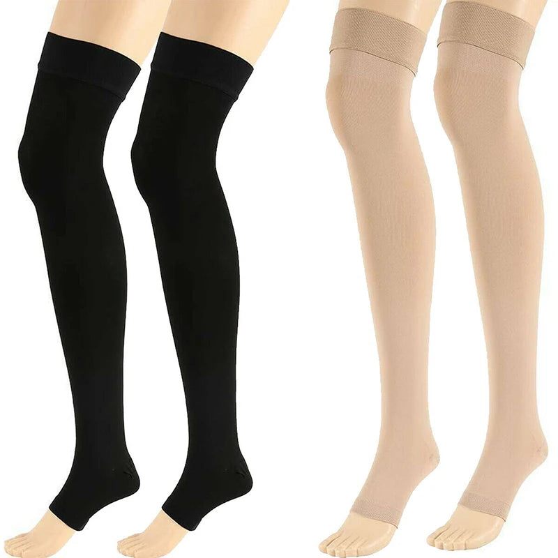 Open Toe Knee-High Compression Stockings | Varicose Veins Support