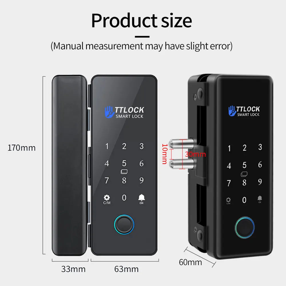 TTLOCK APP Fingerprint Lock Bluetooth Smart Glass Door Lock Biometric Electronic Control Door 13.56M RFID Remote Unlock No-Drill