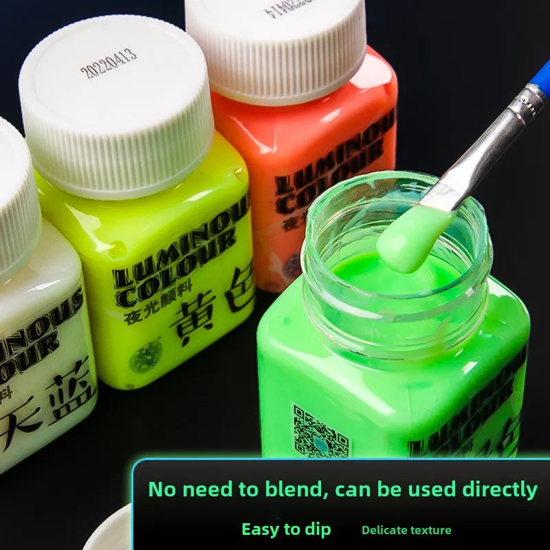 Fluorescent Glow‑in‑the‑Dark Acrylic Paint Set for Canvas, Décor & Neon Art