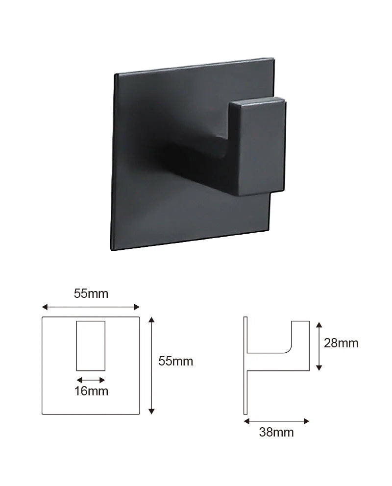 Black Self-Adhesive Closet Organization Wall Hooks